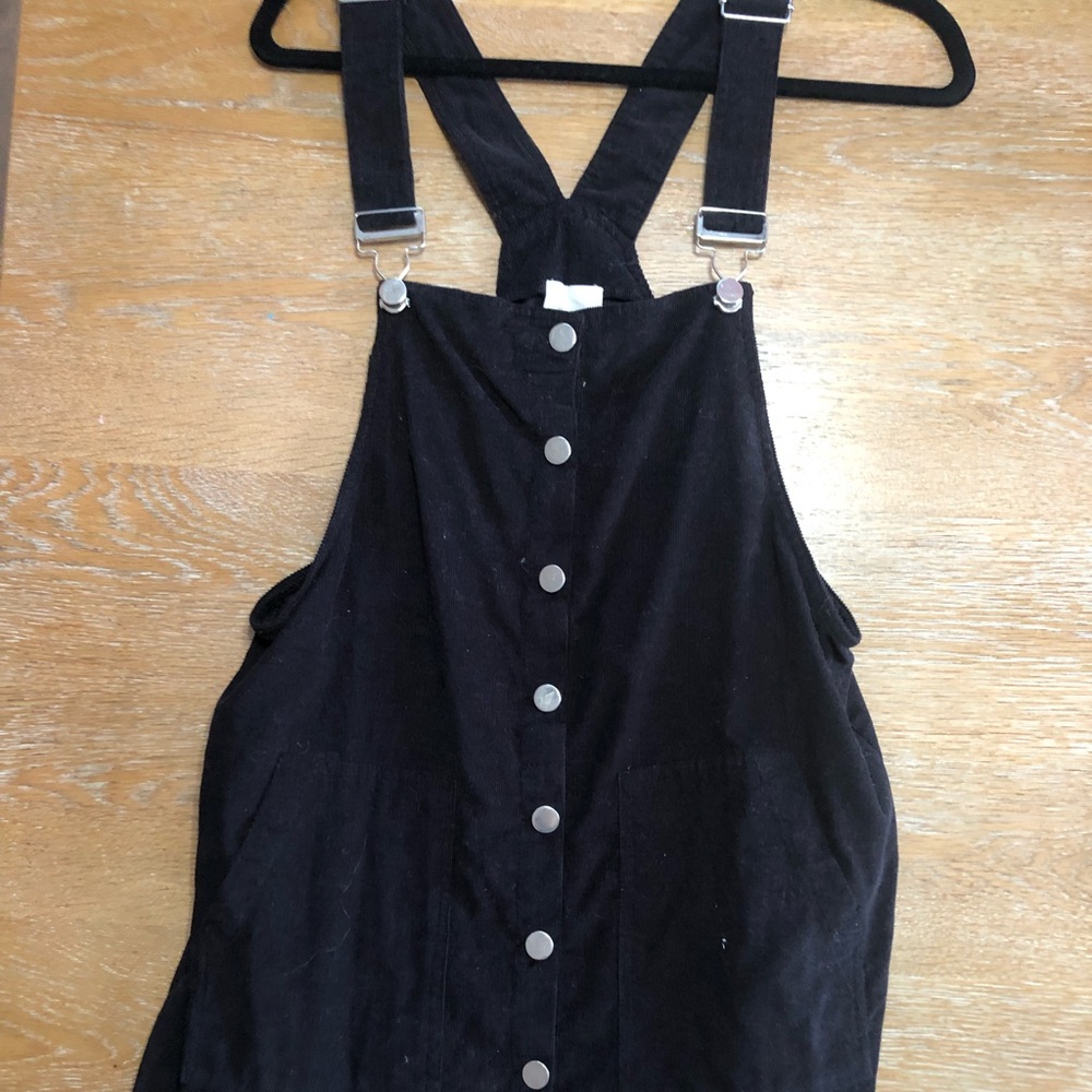 button down overall dress
